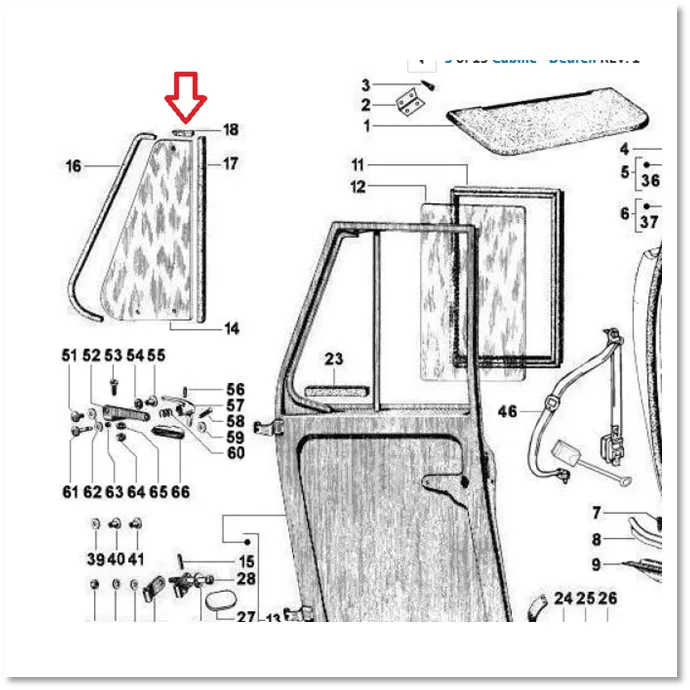 Raamrubber zijraam boven - Classic MP500 501 550 600 601 - Afbeelding 2